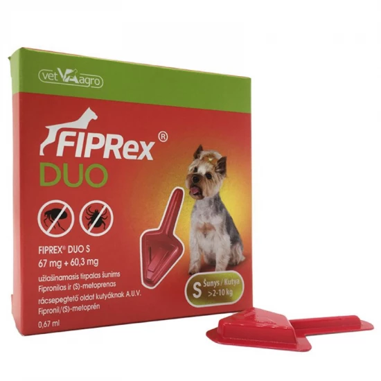 Fiprex Duo S 67 mg + 60,3 mg rácsepegtető oldat kutyáknak 1x Fiprex Duo S 67 mg + 60,3 mg rácsepegtető oldat kutyáknak 1x