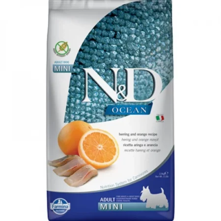N&D Ocean hering & narancs kutyatáp felnőtt mini 2,5kg